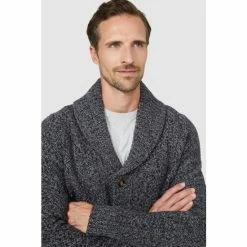 Mantaray Tuck Stitch Shawl Collar Cardigan For Male -Cheap Mantaray Store unnamed file 5481