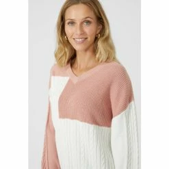Mantaray Patchwork Cable Cotton V Neck Jumper For Female 8 Mantaray Patchwork Cable Cotton V Neck Jumper For Female -Cheap Mantaray Store unnamed file 5499