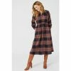 Mantaray Tie Waist Metallic Check Midi Dress For Female