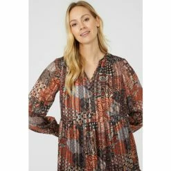 Mantaray Patchwork Paisley Print Tie Neck Midi Dress For Female -Cheap Mantaray Store unnamed file 5542