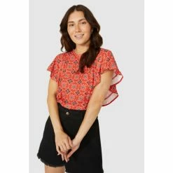 Mantaray Batwing Geo Print Scoop Neck Top For Female