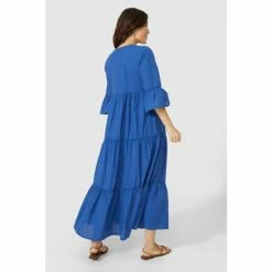 Mantaray Tiered 3/4 Sleeve Midi Dress For Female -Cheap Mantaray Store unnamed file 5560