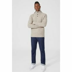 Mantaray Tuck Stitch Button Neck Jumper For Male -Cheap Mantaray Store unnamed file 5581