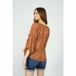 Mantaray Metallic Floral Paisley Print Tie Neck Top For Female -Cheap Mantaray Store unnamed file 5618