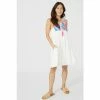 Mantaray Sleeveless Embroidered Yoke Crepe Sun Dress For Female