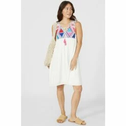 Mantaray Sleeveless Embroidered Yoke Crepe Sun Dress For Female -Cheap Mantaray Store unnamed file 5696