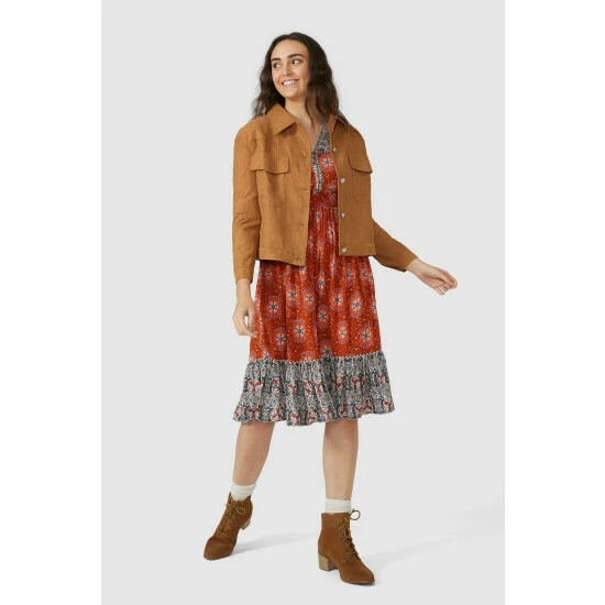 Mantaray Circle Floral Mix & Match Print Midi Dress For Female 4 Mantaray Circle Floral Mix & Match Print Midi Dress For Female - Image 4