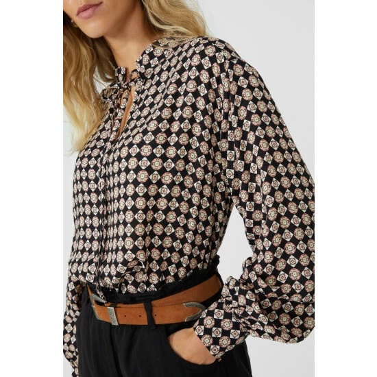 Mantaray Geo Print Tie Detail Tunic Shirt For Female 3 Mantaray Geo Print Tie Detail Tunic Shirt For Female - Image 3