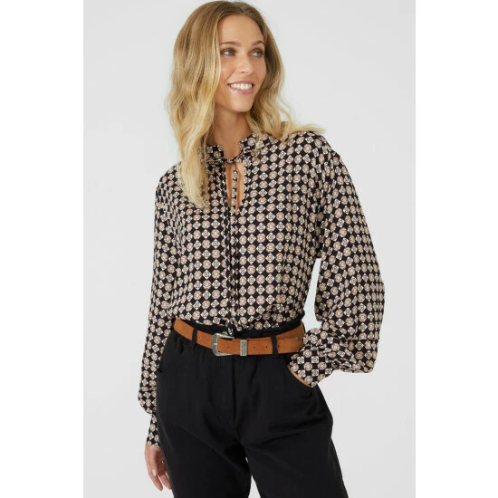 Mantaray Geo Print Tie Detail Tunic Shirt For Female 6 Mantaray Geo Print Tie Detail Tunic Shirt For Female - Image 6