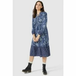 Mantaray Sketchy Leaf Mix & Match Tiered Midi Dress For Female -Cheap Mantaray Store unnamed file 5732