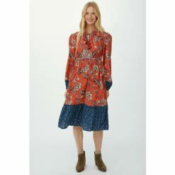 Mantaray Sketchy Leaf Mix & Match Tiered Midi Dress For Female -Cheap Mantaray Store unnamed file 5733