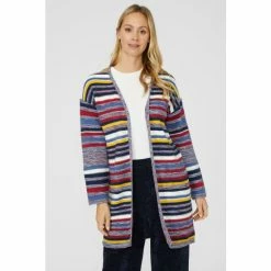 Mantaray Textured Stripe Edge To Edge Long Cardigan For Female