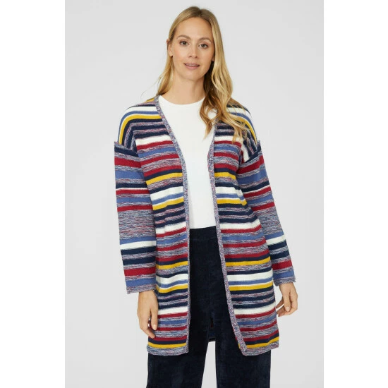 Mantaray Textured Stripe Edge To Edge Long Cardigan For Female 6 Mantaray Textured Stripe Edge To Edge Long Cardigan For Female - Image 6