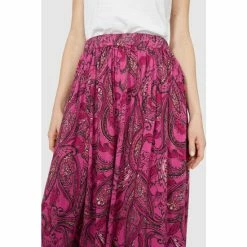 Mantaray Magenta Floral Print Dobby Midi Skirt For Female -Cheap Mantaray Store unnamed file 5775