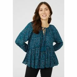 Mantaray Animal Print Tiered Boho Blouse For Female -Cheap Mantaray Store unnamed file 5784