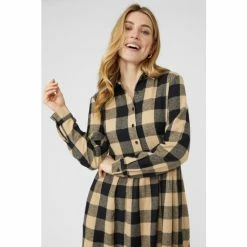 Mantaray Brushed Check Button Through Midi Dress For Female -Cheap Mantaray Store unnamed file 5793
