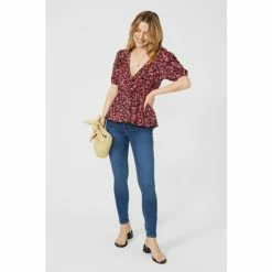 Mantaray Printed Floral Puff Sleeve Wrap Top For Female -Cheap Mantaray Store unnamed file 5813