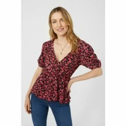 Mantaray Printed Floral Puff Sleeve Wrap Top For Female -Cheap Mantaray Store unnamed file 5814