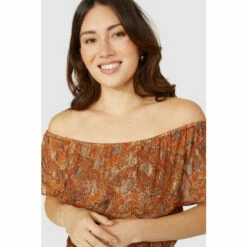 Mantaray Metallic Floral Paisley Bardot Maxi Dress For Female -Cheap Mantaray Store unnamed file 582