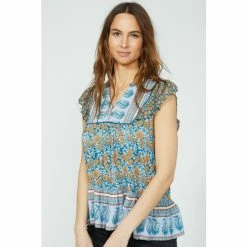 Mantaray Floral Leaf Mix & Match Notch Neck Crepe Top For Female -Cheap Mantaray Store unnamed file 5833