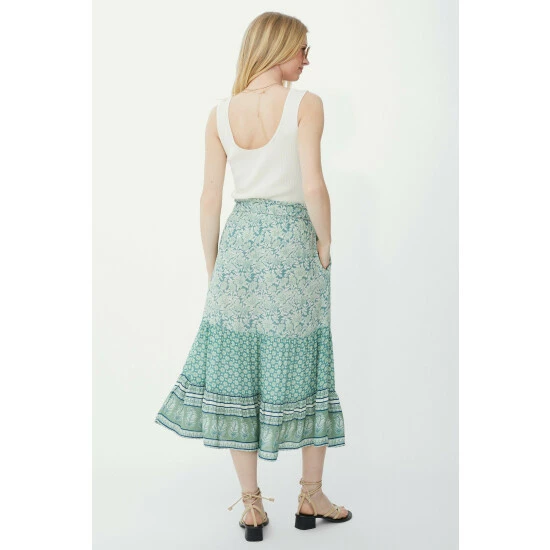 Mantaray Floral Leaf Mix & Match Crepe Midi Skirt For Female 4 Mantaray Floral Leaf Mix & Match Crepe Midi Skirt For Female - Image 4