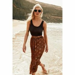 Mantaray Metallic Floral Paisley Tiered Midi Skirt For Female