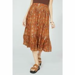 Mantaray Metallic Floral Paisley Tiered Midi Skirt For Female -Cheap Mantaray Store unnamed file 5872