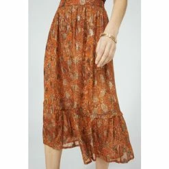 Mantaray Metallic Floral Paisley Tiered Midi Skirt For Female -Cheap Mantaray Store unnamed file 5873