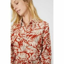 Mantaray Leaf Print Shirt Dress For Female -Cheap Mantaray Store unnamed file 5891