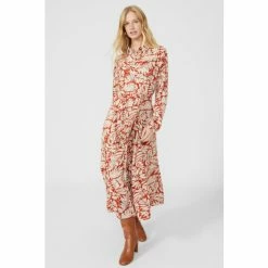 Mantaray Leaf Print Shirt Dress For Female -Cheap Mantaray Store unnamed file 5894