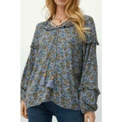 Mantaray Watercolour Floral Frill V Neck Crepe Top For Female -Cheap Mantaray Store unnamed file 5942