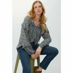 Mantaray Watercolour Floral Frill V Neck Crepe Top For Female -Cheap Mantaray Store unnamed file 5944