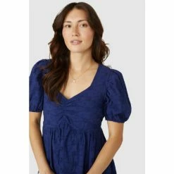 Mantaray Puff Sleeve Broderie Fit & Flare Dress For Female -Cheap Mantaray Store unnamed file 5959