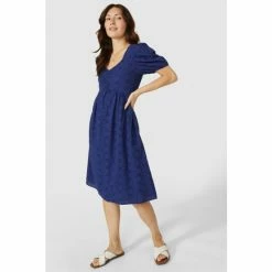 Mantaray Puff Sleeve Broderie Fit & Flare Dress For Female -Cheap Mantaray Store unnamed file 5962