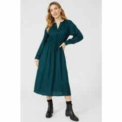 Mantaray Tie Waist Gingham Check Midi Dress For Female