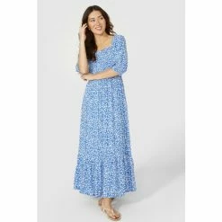 Mantaray Puff Sleeve Tiered Printed Midi Dress For Female -Cheap Mantaray Store unnamed file 6007