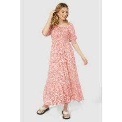 Mantaray Puff Sleeve Tiered Printed Midi Dress For Female -Cheap Mantaray Store unnamed file 6009