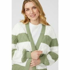 Mantaray Block Stripe Edge To Edge Cotton Cardigan For Female -Cheap Mantaray Store unnamed file 6012