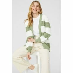 Mantaray Block Stripe Edge To Edge Cotton Cardigan For Female -Cheap Mantaray Store unnamed file 6014