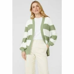 Mantaray Block Stripe Edge To Edge Cotton Cardigan For Female -Cheap Mantaray Store unnamed file 6015