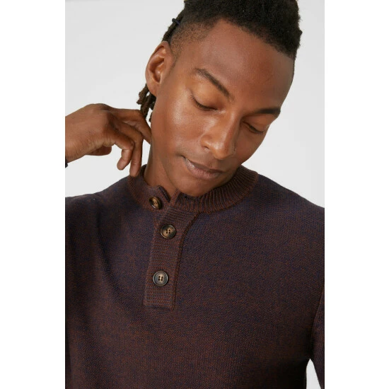 Mantaray Plaited Twist Henley Neck Jumper For Male 6 Mantaray Plaited Twist Henley Neck Jumper For Male - Image 6