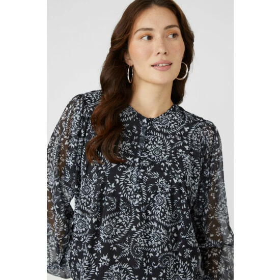 Mantaray Paisley Print Button Front Chiffon Top For Female 3 Mantaray Paisley Print Button Front Chiffon Top For Female - Image 3