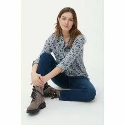 Mantaray Bird & Leaf Cowl Neck Side Tie Top For Female -Cheap Mantaray Store unnamed file 6123