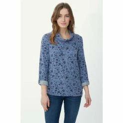 Mantaray Bird & Leaf Cowl Neck Side Tie Top For Female -Cheap Mantaray Store unnamed file 6125