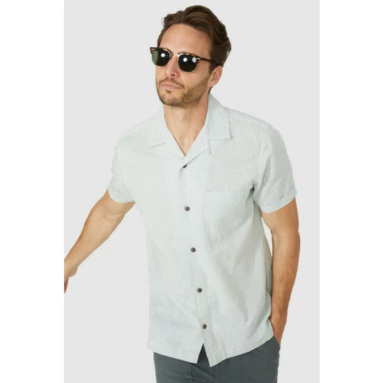 Mantaray Linen Mix Revere Ss Shirt For Male 5 Mantaray Linen Mix Revere Ss Shirt For Male - Image 5