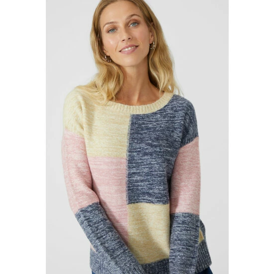 Mantaray Crew Neck Patchwork Marl Jumper For Female 3 Mantaray Crew Neck Patchwork Marl Jumper For Female - Image 3