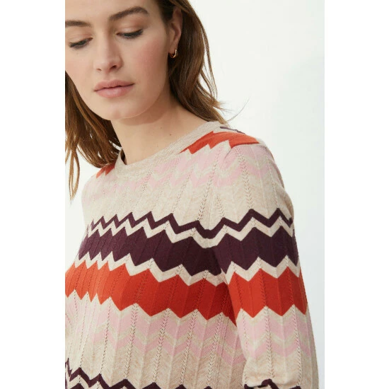 Mantaray Zig Zag Stripe Fair Isle Jumper For Female 2 Mantaray Zig Zag Stripe Fair Isle Jumper For Female - Image 2
