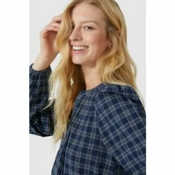Mantaray Check Pintuck Button Notch Neck Tunic For Female -Cheap Mantaray Store unnamed file 6166