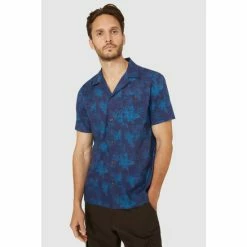 Mantaray Twilight Leaf Print Revere Shirt For Male