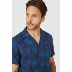 Mantaray Twilight Leaf Print Revere Shirt For Male -Cheap Mantaray Store unnamed file 6172